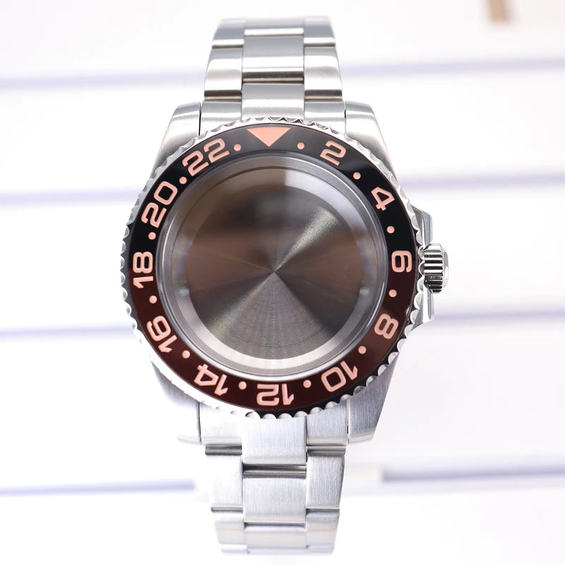 Silver 40mm Diver Case Sapphire  For NH35 NH36 NH34 NH38 Miyota 8215 Eta 2824