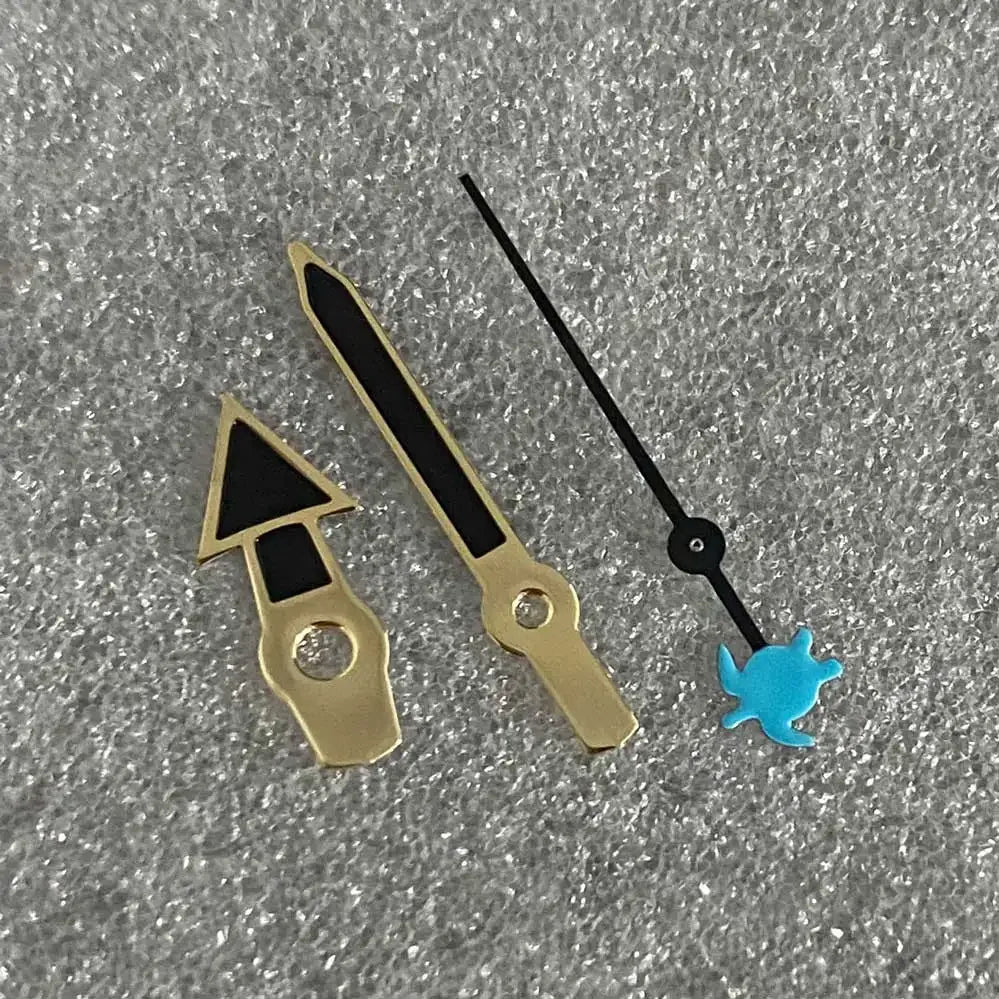 Gold Edge Mermaid/Turtle Black Watch Hands with Second Hands for NH35/NH36/4R/7S