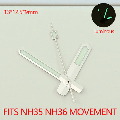 Green Luminous Watch Hands For NH35 NH36 Movement Modified Black Tiger Pointer