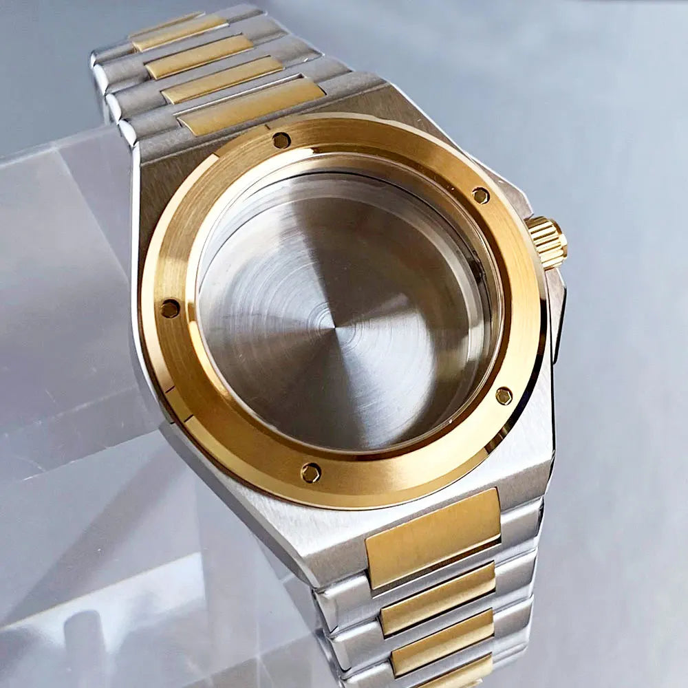 40mm Gold Plated Diving Watch Case with  20ATM Sapphire Glass for NH34 NH35