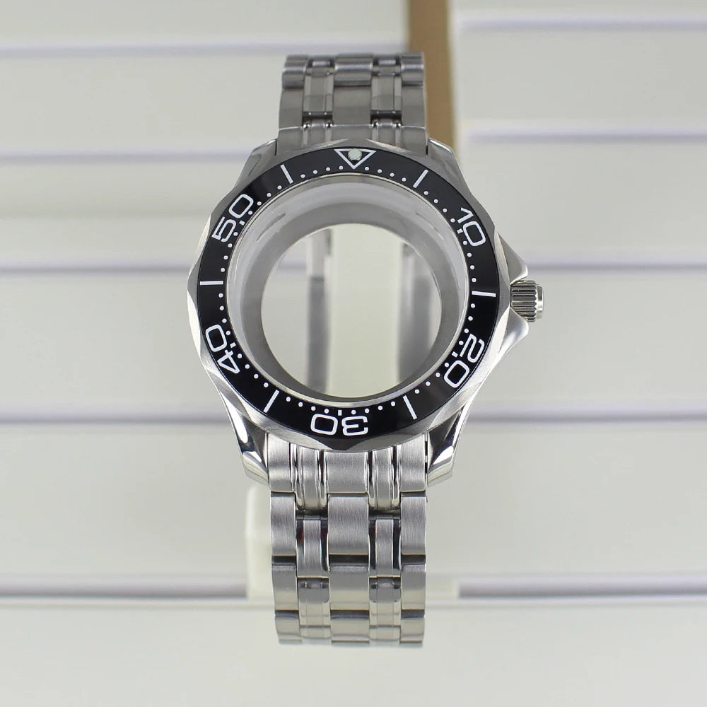 41mm Silver Watch Case 316L for Seamaster 300 NH35 NH36 NH38 NH34 Sapphire Glass
