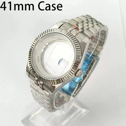 316L Steel 41mm Silver Classic Style Watch Case+Strap 28.5mm Dial Fit 8285