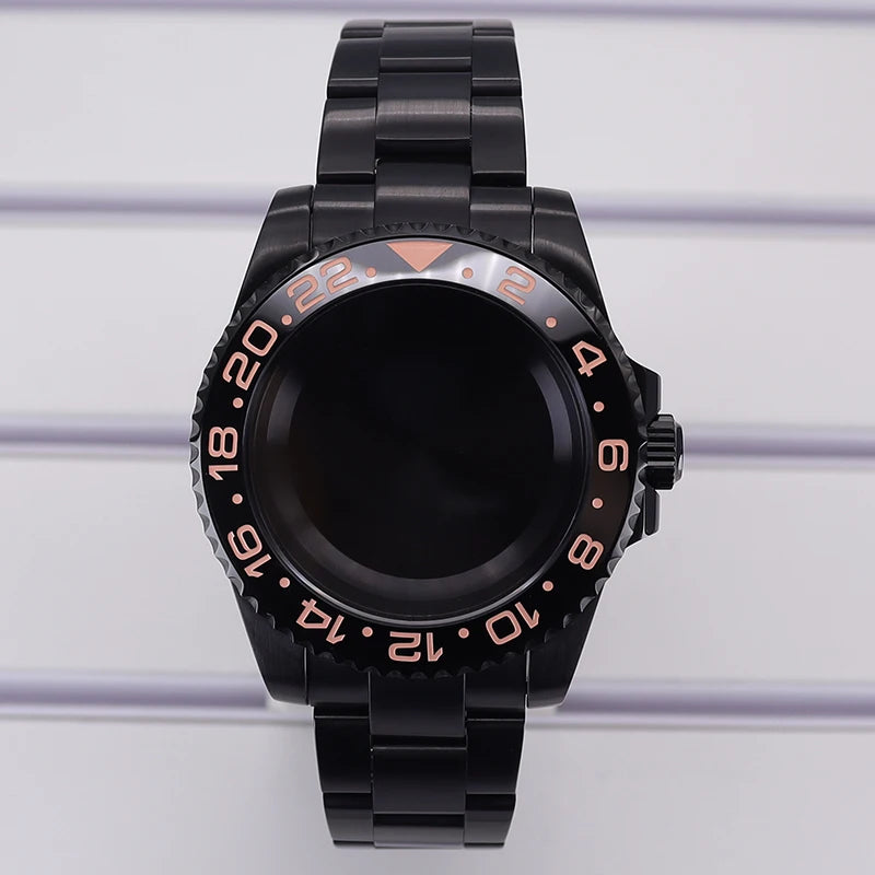 40mm PVD Watch Case Strap For NH34/35/36 GMT Eta2824 Miyota8215 Sapphire Crystal