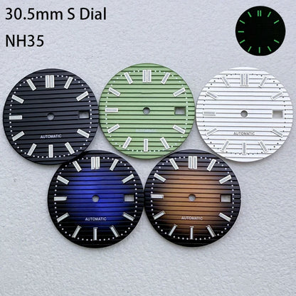 30.5mm S Logo Silver Nail Nautilus Watch Dial Fit NH35/NH36/7S/4R Movement
