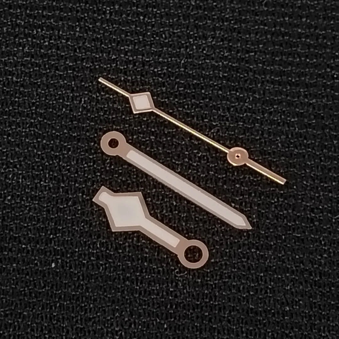 Modified Rose Gold+White Trim Watch Hands with Green Luminous for NH35 NH36