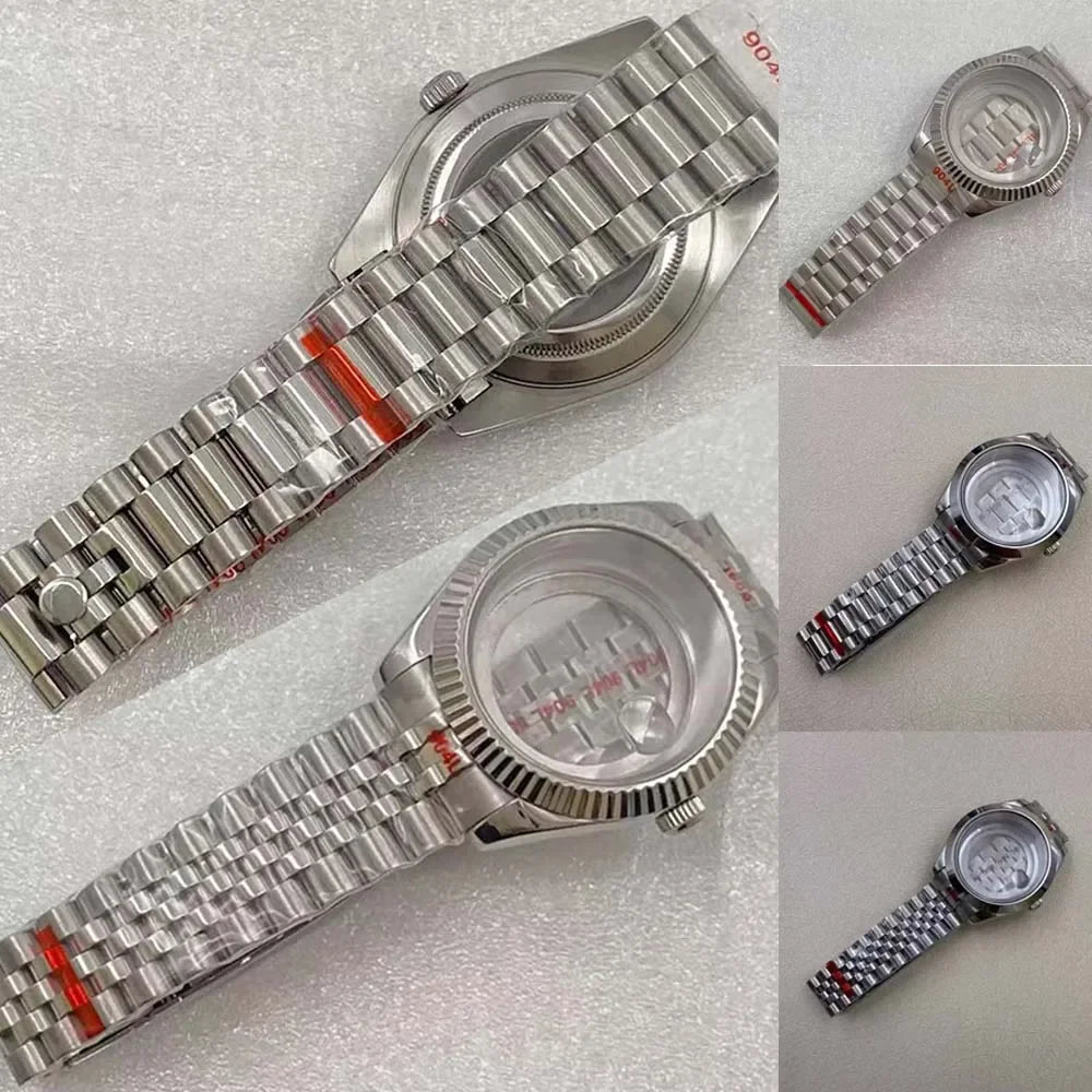 40mm Cyclops Lens Stainless Steel Watch Case & Band Set Fit for 8285 Movement