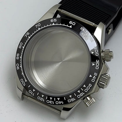 316L Steel 39mm Silver Watch Case Sapphire Glass Ceramic/Steel Bezel Fit VK63