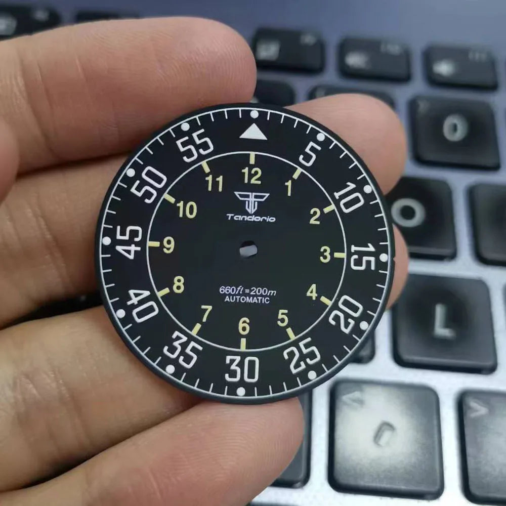Sterile 33.6mm sunburst silver watch dial for 39mm pilot wristwatch with NH35A/NH36A movement.