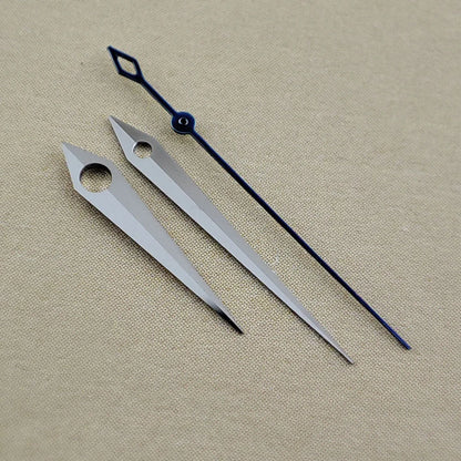 15mm Silver and Black Rhombus Tail watch hands for NH35/36 NH38 NH72 NH70 movements, no lume.