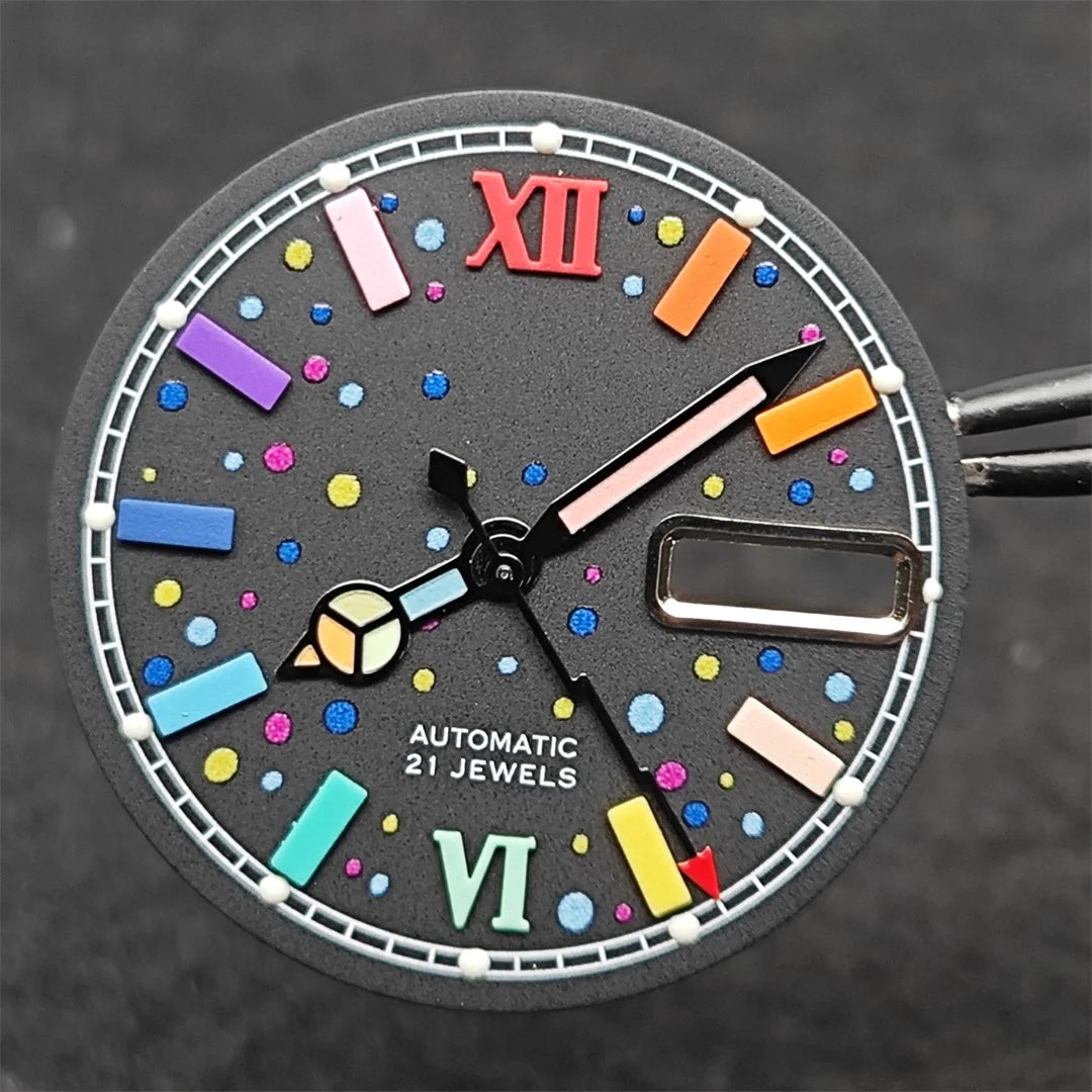 28.5MM Color Diving Luminous Watch Dial with Hands Set for NH35 NH36 Movement