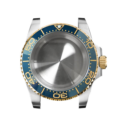 316L Watch Case 40mm Gold Edge Sapphire Flat Glass for NH35/ NH36 Modification