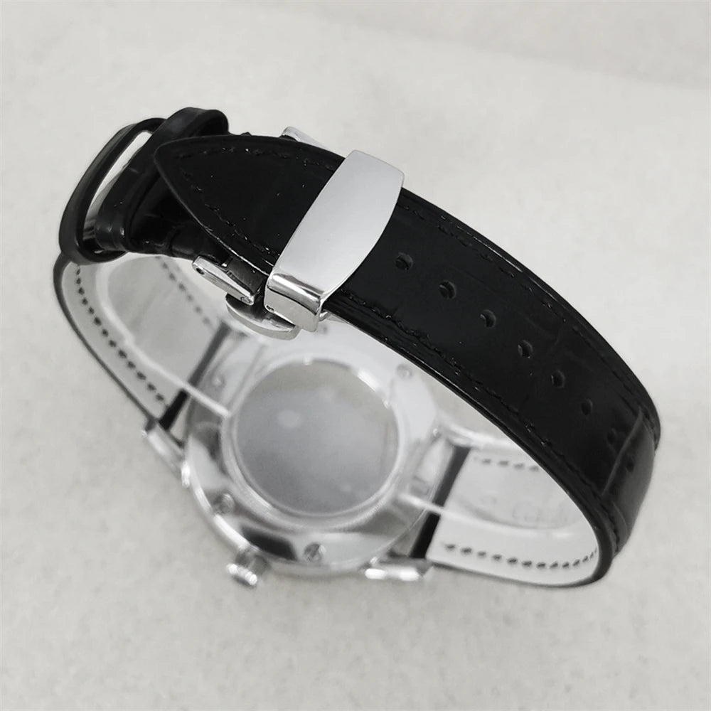 39mm Steel Watch Case Strap Dial for NH35 NH36 4R 7S PU Leather Strap 31mm Dial