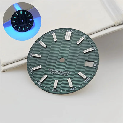 28.5mm Watch Dial Metallic Texture Surface Log BGW9 Luminous for NH35 Movement