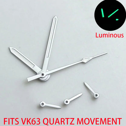 Green luminous watch hands for VK63 VK63A quartz movement, enhancing readability and style