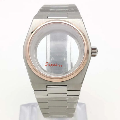 40MM Transparent Bottom Steel  Watch Case Sapphire Strap Set for NH35/36/38/70