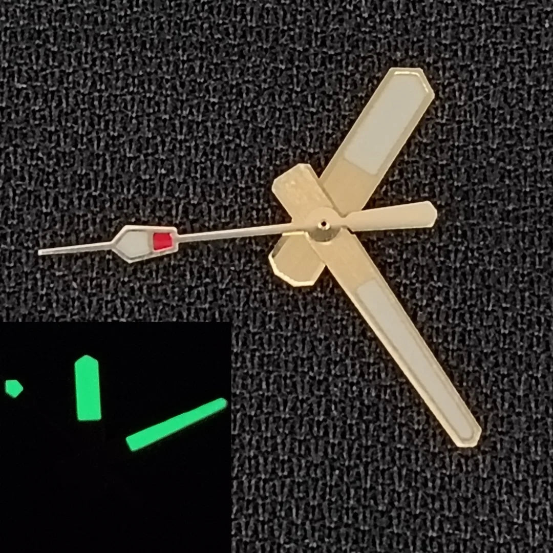 Golden Trim Super Green Luminous Watch Hands for NH35/NH36/4R/7S Movement