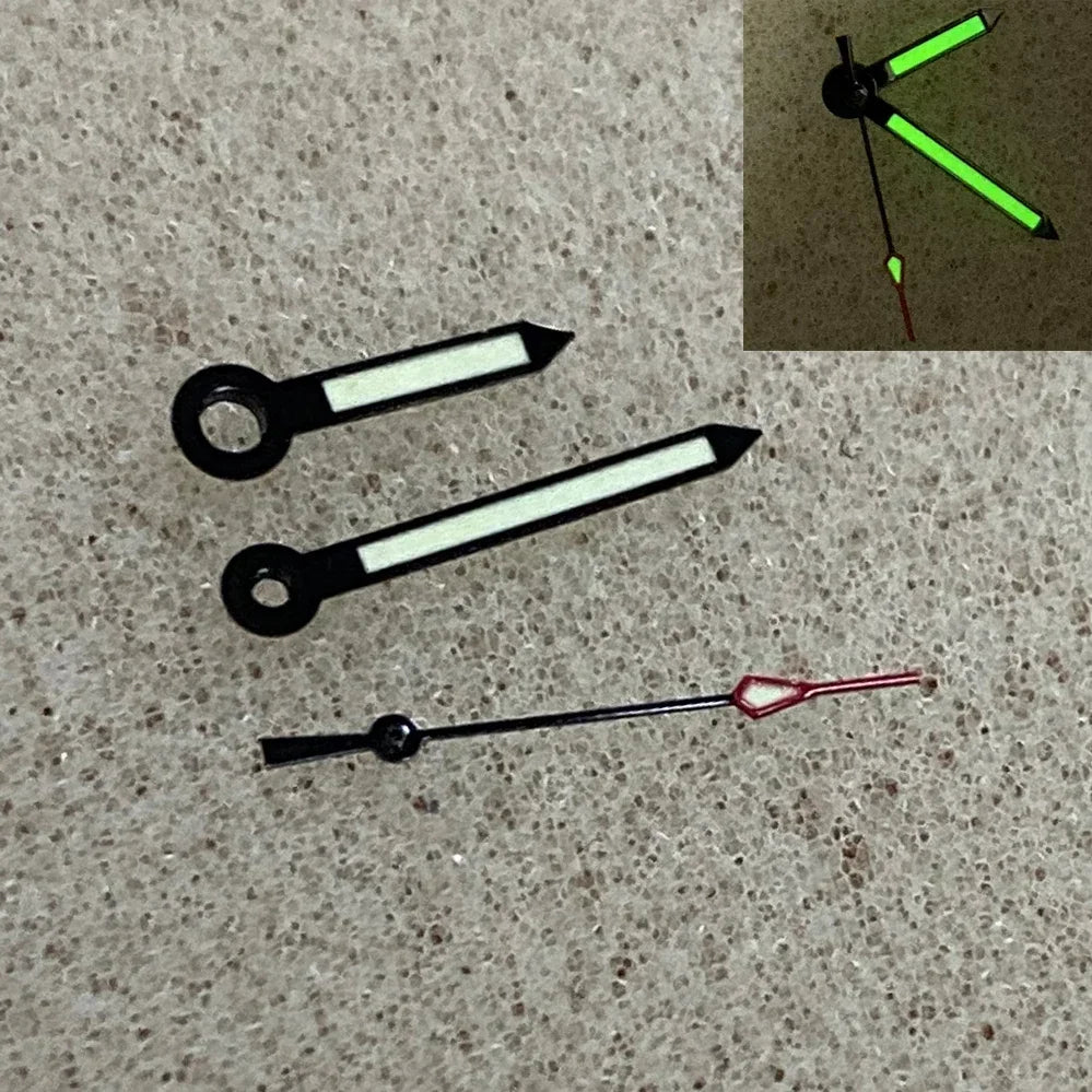 Black Edges Light Green Watch Hands Green Luminous for Nh35 Nh36 Movement