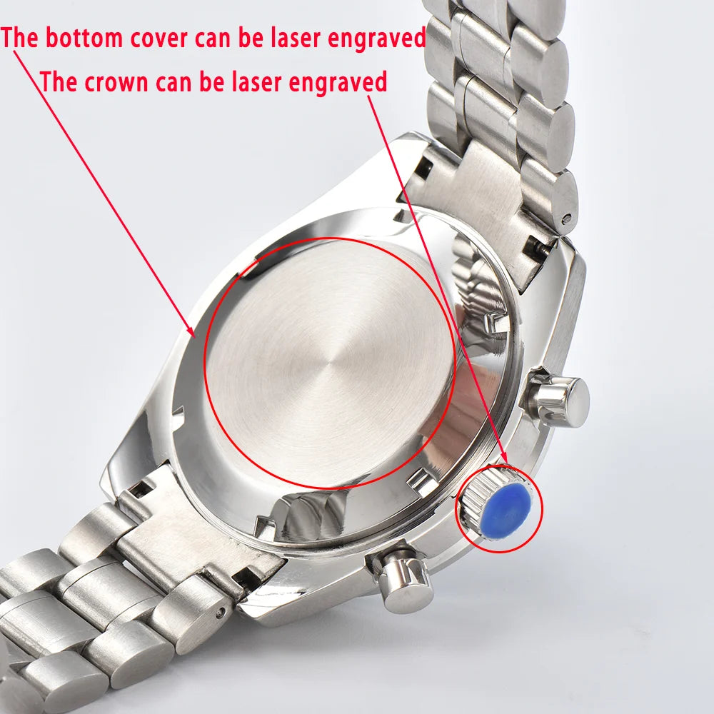 39.7mm Stainless Steel Watch Case Sapphire Glass with Chapter Ring for VK63