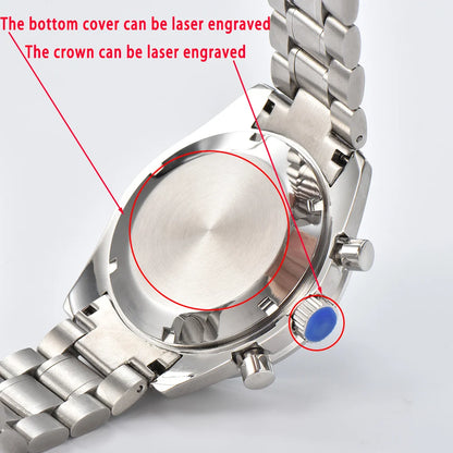 39.7mm Stainless Steel Watch Case Sapphire Glass with Chapter Ring for VK63