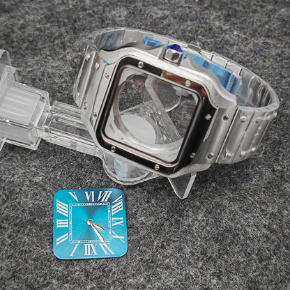 38mm 316L Stainless Steel Square Watch  Case Set for NH36 4R36 Movement