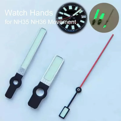 Super Green Luminous Patchwork Color Red Second Hand Watch Hands for NH35 NH36