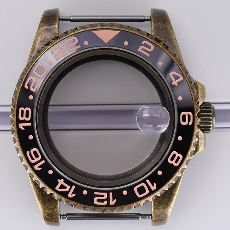 40mm Bronze SUB Watch Case Bezel For NH35/36 GMT NH34/38 4R36 Sapphire Crystal