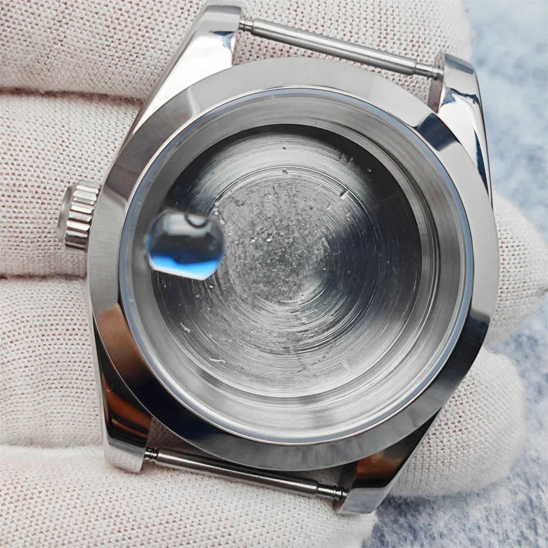 39mm Steel Watch Case Transparent Bottom with Sapphire Glass for NH35/NH36