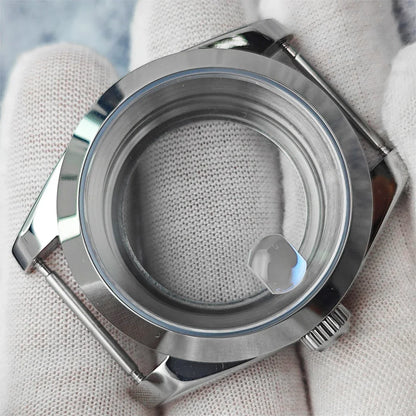 39mm Steel Watch Case Transparent Bottom with Sapphire Glass for NH35/NH36