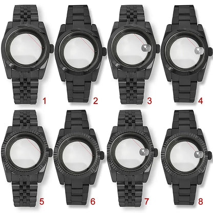 36/39mm Black Sapphire Glass Watch Case Strap Kits for NH35 NH36 Movement