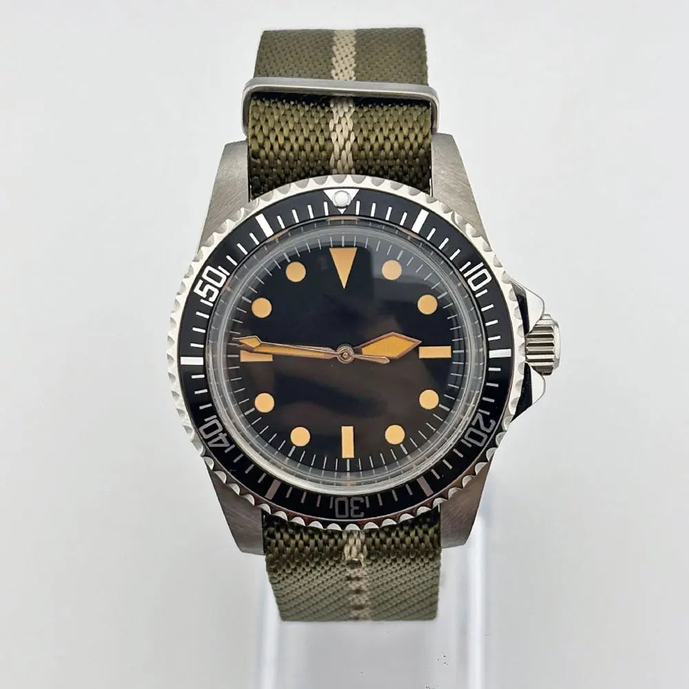40mm Vintage 316L Steel Watch Case with Waterproof  For NH34/35 Nylon Strap