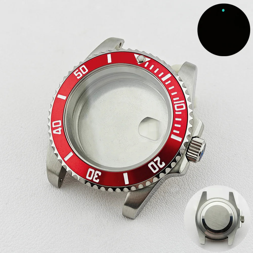40.5MM Watch Case Single Day Calendar Window BGW9 Blue Luminous Bezel For NH35
