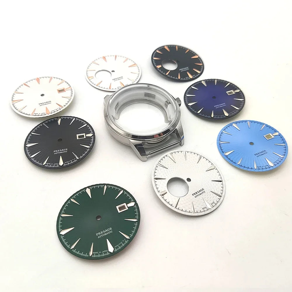 40mm  Steel Watch Case Dial Hands Kit for NH36 NH38 Bubble Mirror Shell Kit