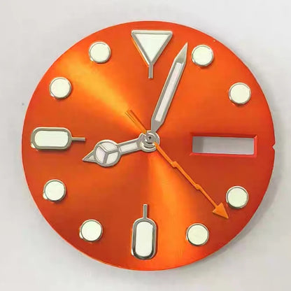 28.5mm Luminous Dual Calendar Sunburst Watch Dial with Lightning Hands Fit NH36