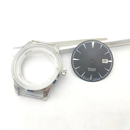 40mm  Steel Watch Case Dial Hands Kit for NH36 NH38 Bubble Mirror Shell Kit