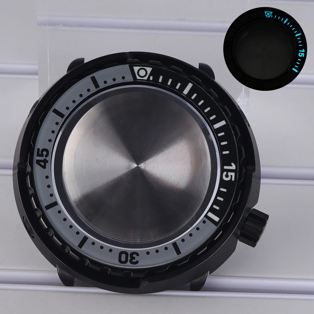 47mm Watch Case C3 Luminous Bezel For NH35 NH36 NH38 4R36 Modified Tuna Can