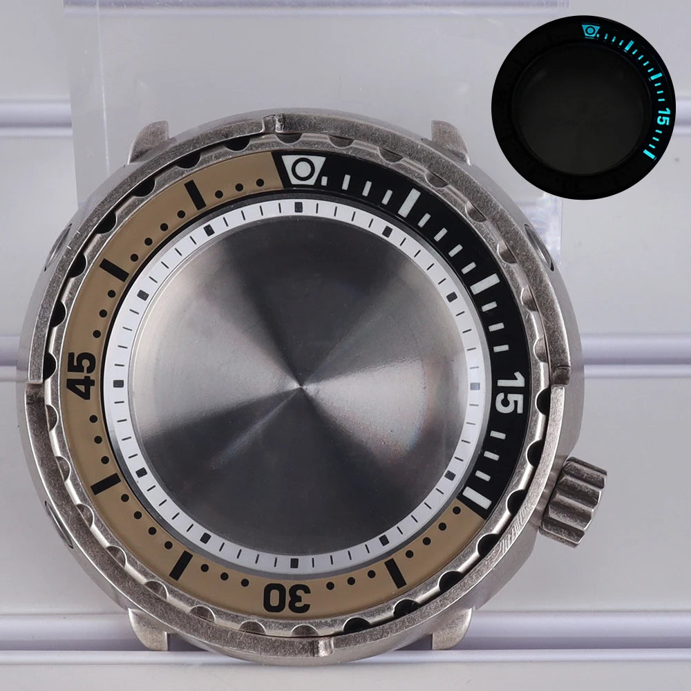 47mm Watch Case Sapphire Crystal For NH35/36 NH38 Modified Tuna Canned C3 Bezel