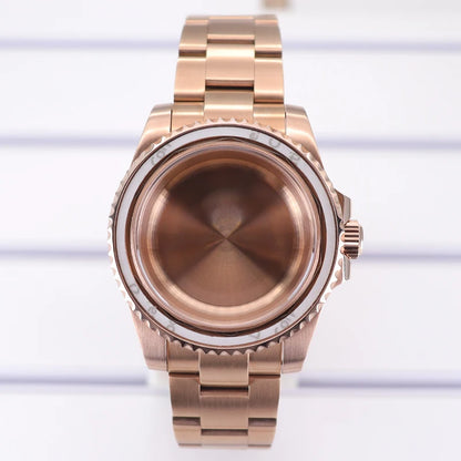 40mm Steel Rose Gold Watch Case No bezel For NH35/34/36/70 Eta2824 Miyota8215