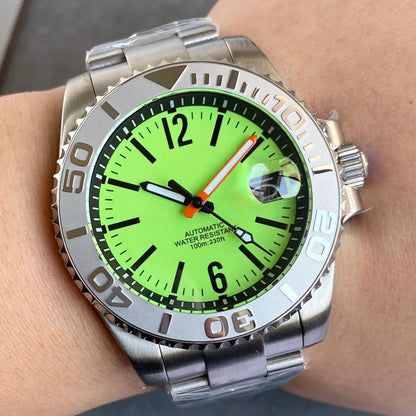 40mm Luminous Dial Date Window Sapphire Glass with Insert Bezel for NH35