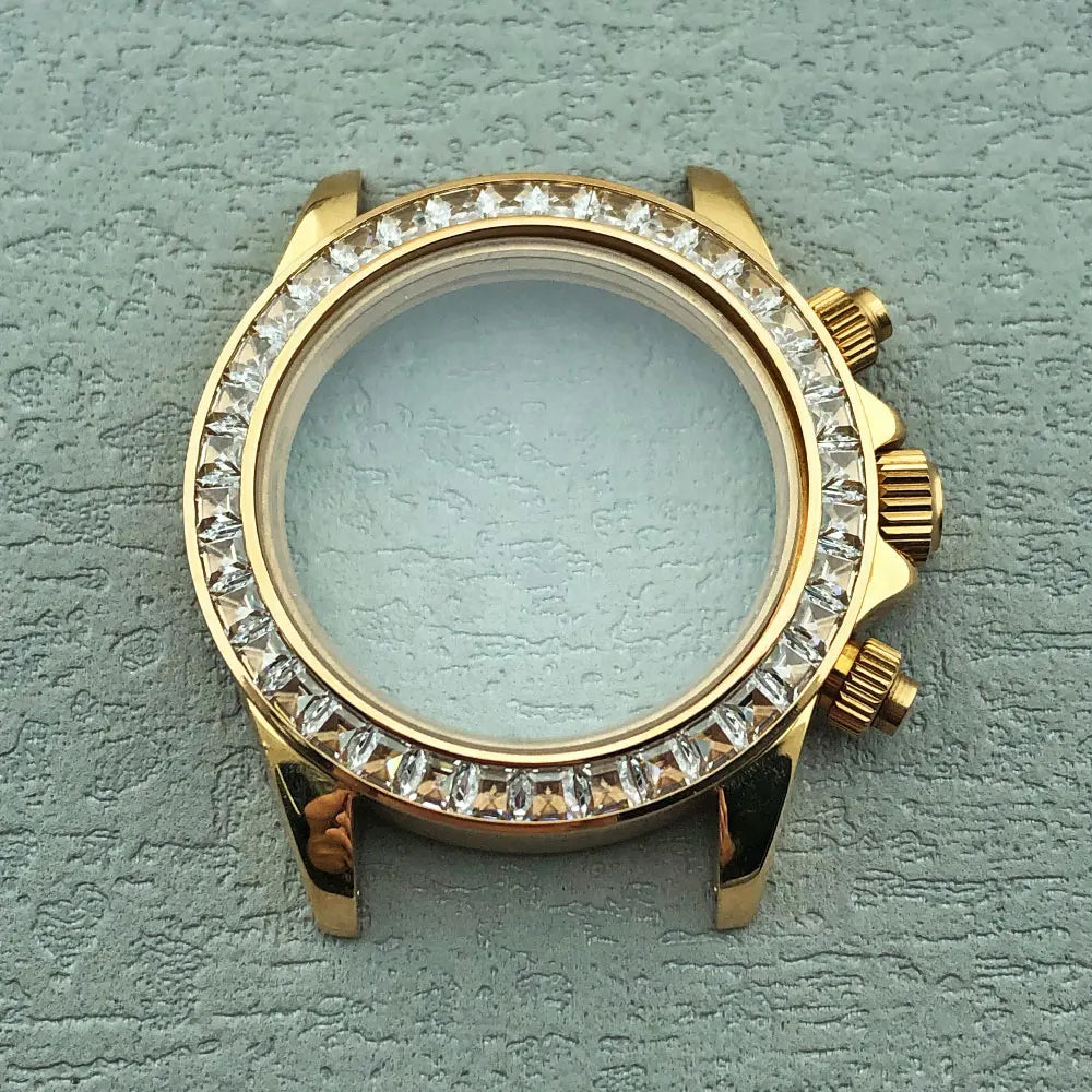 40mm Diamond Bezel Aurora Dial 316l Steel Sapphire Glass Case Suitable For VK63