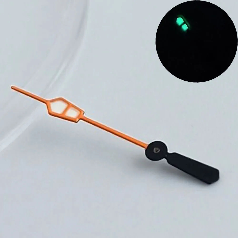 Green luminous watch hands for NH34, NH35, NH36 movements, personalized second hand.