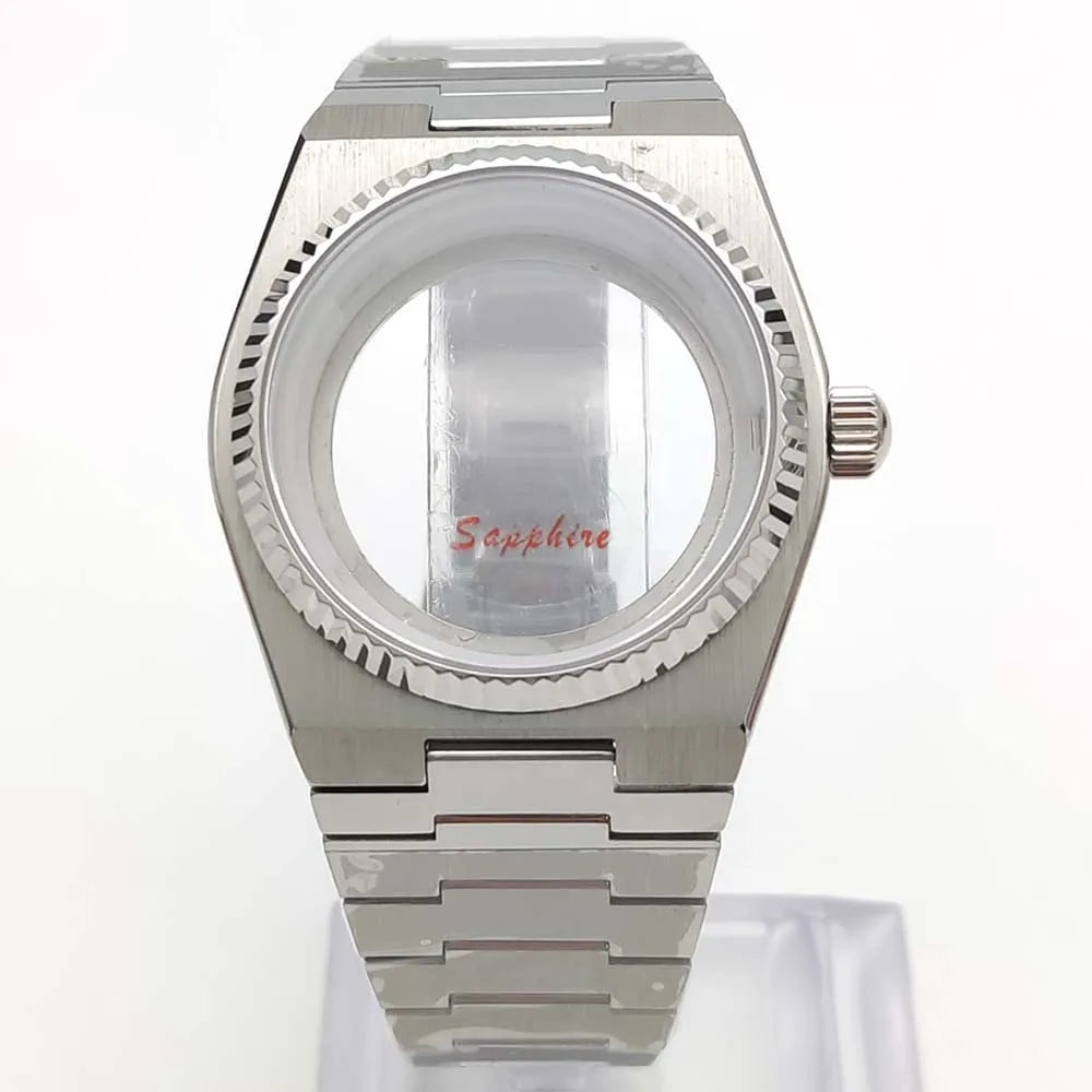 40MM Transparent Bottom Steel  Watch Case Sapphire Strap Set for NH35/36/38/70