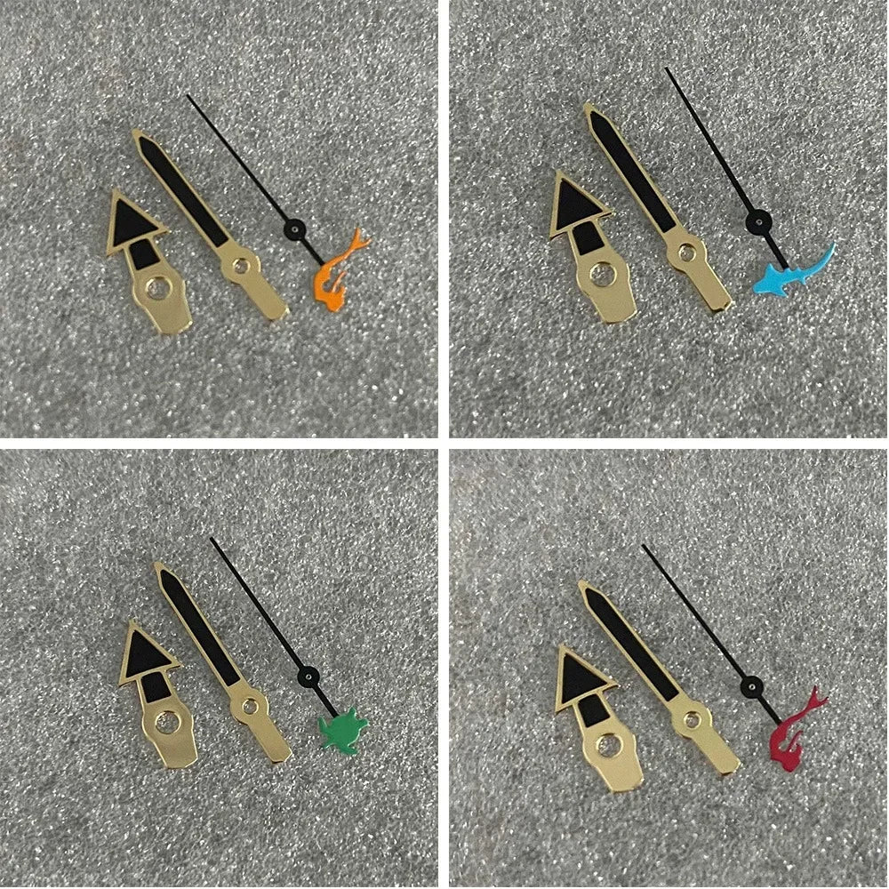 Gold Edge Mermaid/Turtle Black Watch Hands with Second Hands for NH35/NH36/4R/7S