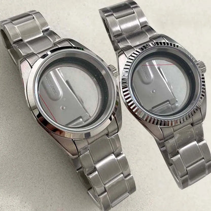 38MM Watch Case W/N Strap Transparent Bottom Shell Sapphire for NH35/36/4R/7S