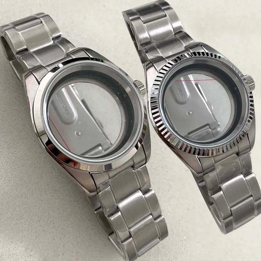 38MM Watch Case W/N Strap Transparent Bottom Shell Sapphire for NH35/36/4R/7S