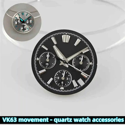39mm Transparent Acrylic Watch Case 20mm Watch Bands Set 29.5mm Dial  for VK63