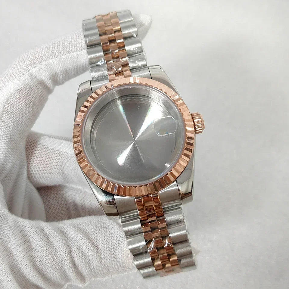 36/39mm Watch Case Transparent Back Cover with Date Window for NH35 NH36