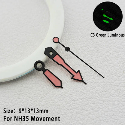 Watch Hands C3 Green Luminous Multi Color Suitable For NH34 NH35 Movement