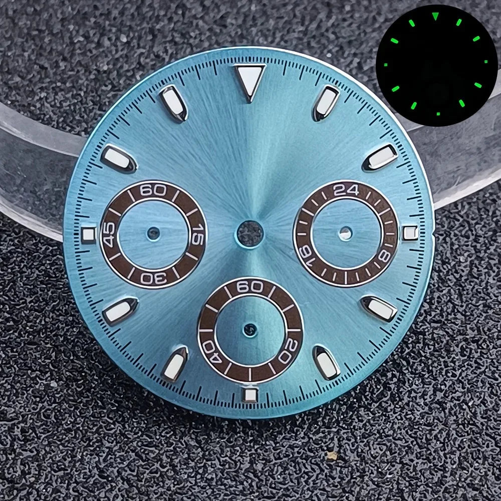 29.5mm C3 Green Luminous Timer Multicolor Watch Dial Suitable For VK63 Movement