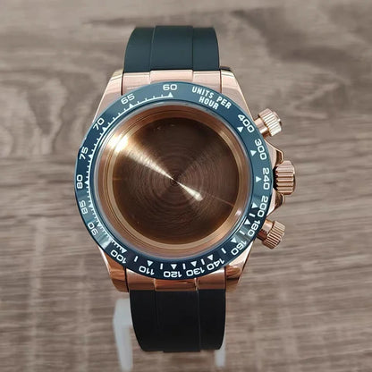 316L Steel 39mm RoseGold-Mulan Case+Watch Rubber Strap Case Fit VK63