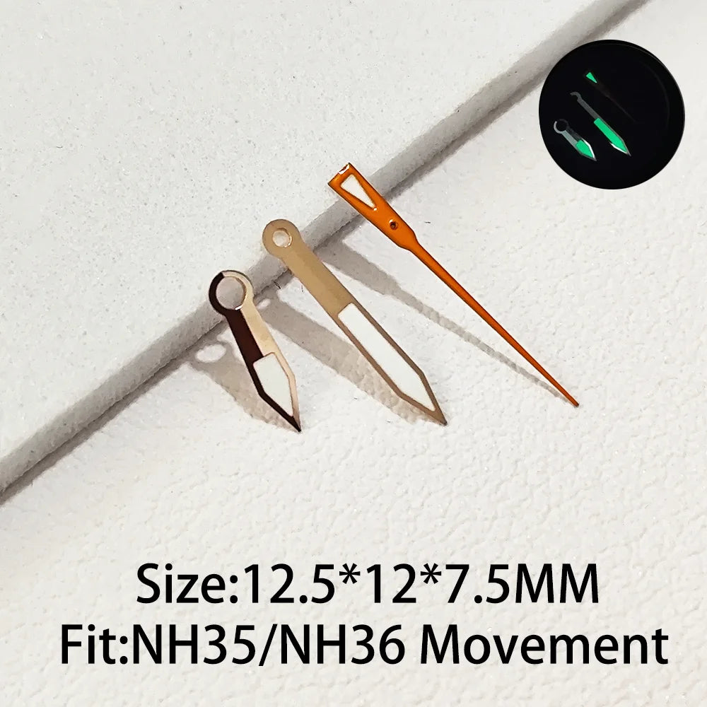 Watch Hands for NH35 NH36 Series Movement C3 Luminous Men's Watches Pointers
